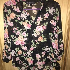 1/4 sleeve sheer dress top